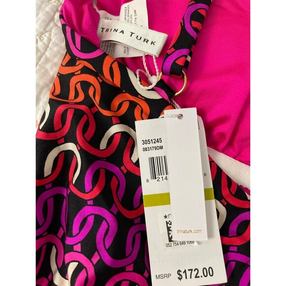 Trina Turk $172 Echo Gold Strap One Piece Swimsuit Bathing Suit Sz 14 NWT - Picture 7 of 8